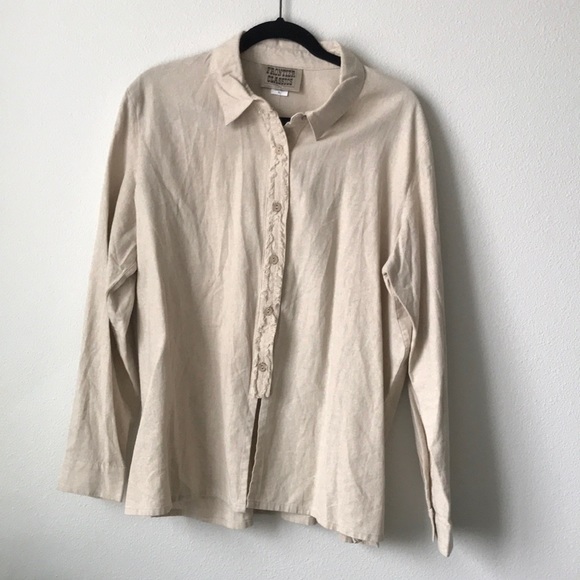 NWT Oatmeal Tunic Top Fringe Placket Sz XL - Picture 1 of 5